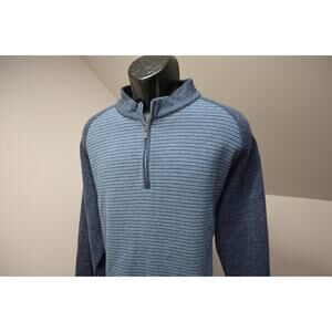 Fish Hippie 1/4 Zip Sweater Casual Blue Striped‎ Pullover Mens Sz XL